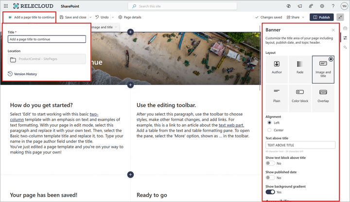 SharePoint Technical Notes : タイトル領域がリニューアルへ(必須ではなくなる)! 新しいバナーWebパーツの登場